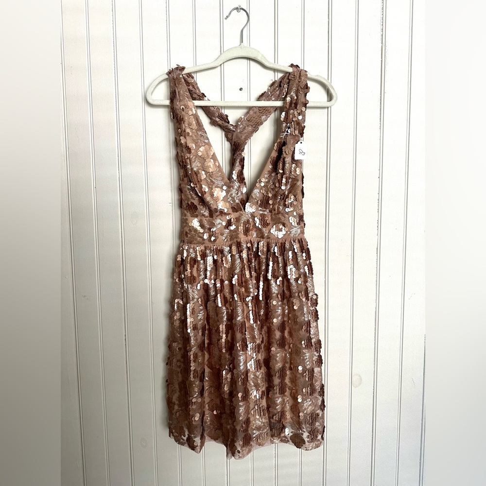 LULUS Champagne colored sequin dress, XL